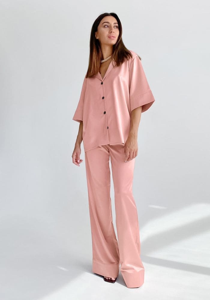 Pyjama Satin Rose Pantalon