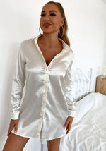 Robe Chemise Satin Blanche - Vignette | Création Satin