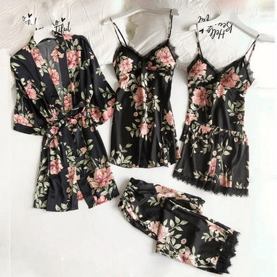 Ensemble Pyjama Satin Floral.