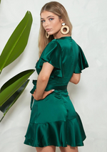 Robe en Satin Verte - Vignette | Création Satin