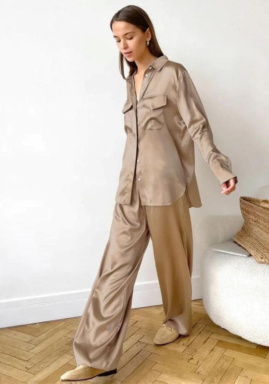 Pyjama Satin Femme Champagne