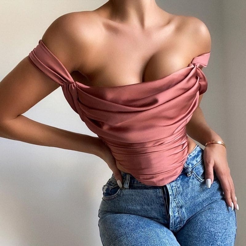 Crop Top en Satin Bustier