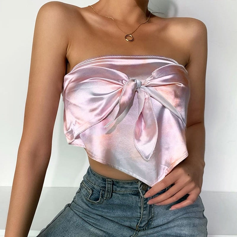 Crop Top Satin Tie And Dye.