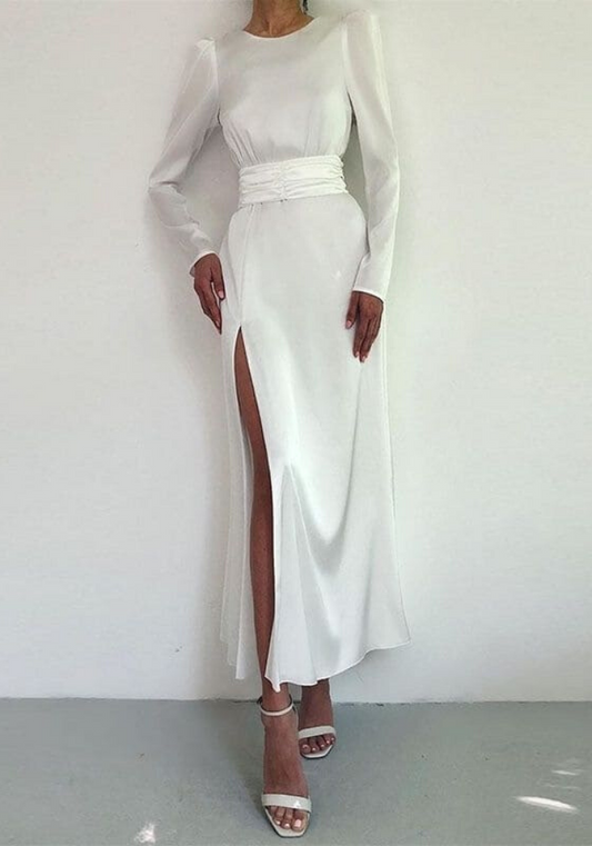 Robe Satin Midi Blanche