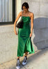 Robe Satin Verte Dos Nu