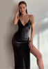 Robe Longue Noire Satin Chic