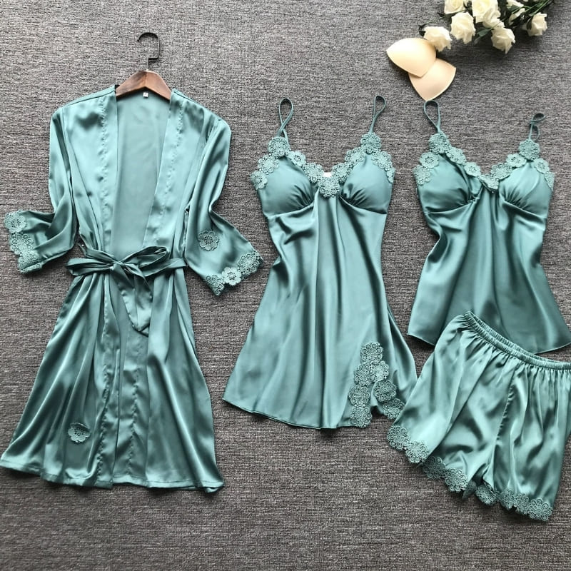 Ensemble Pyjama Satin Turquoise.