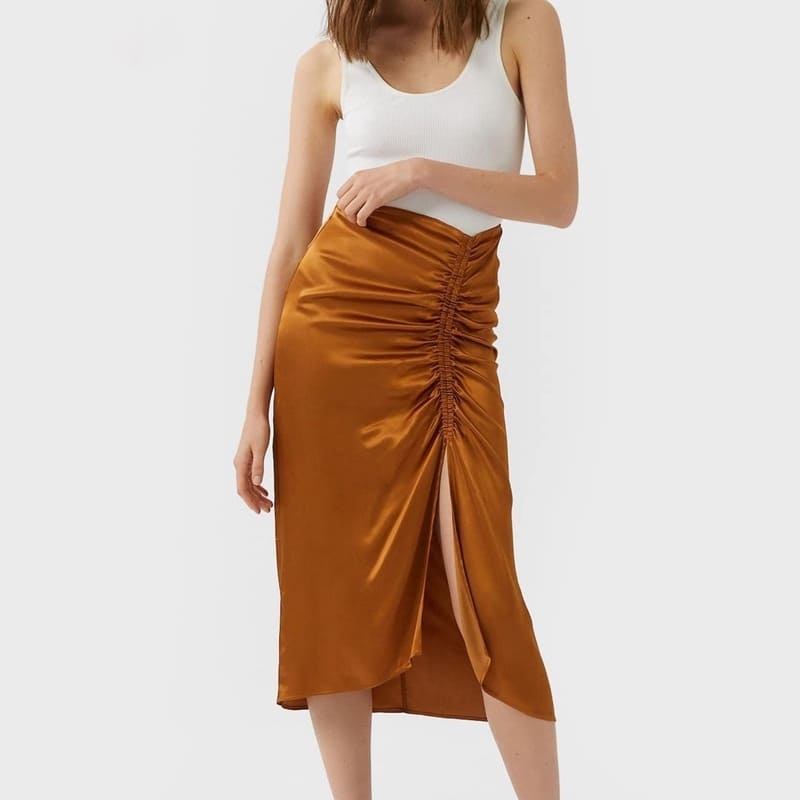 Jupe Satin Orange Pas Cher.