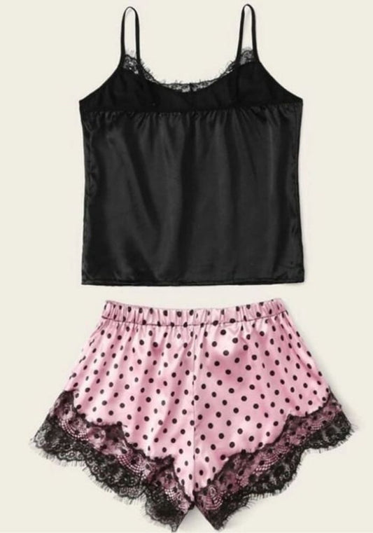 Pyjama Satin Rose Pois