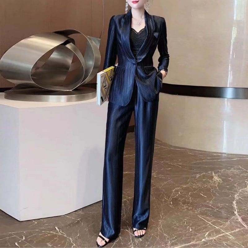 Veste Ensemble Tailleur Femme Satin Cocolii Ensembles Tailleur