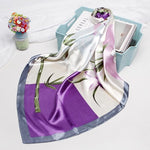 Foulard Satin Violet Imprimé - Vignette | Création Satin