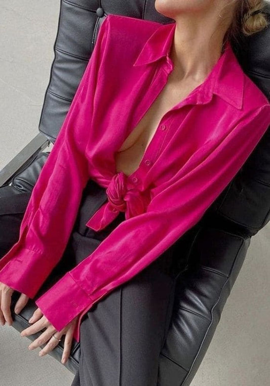 Chemisier Satin Fuchsia