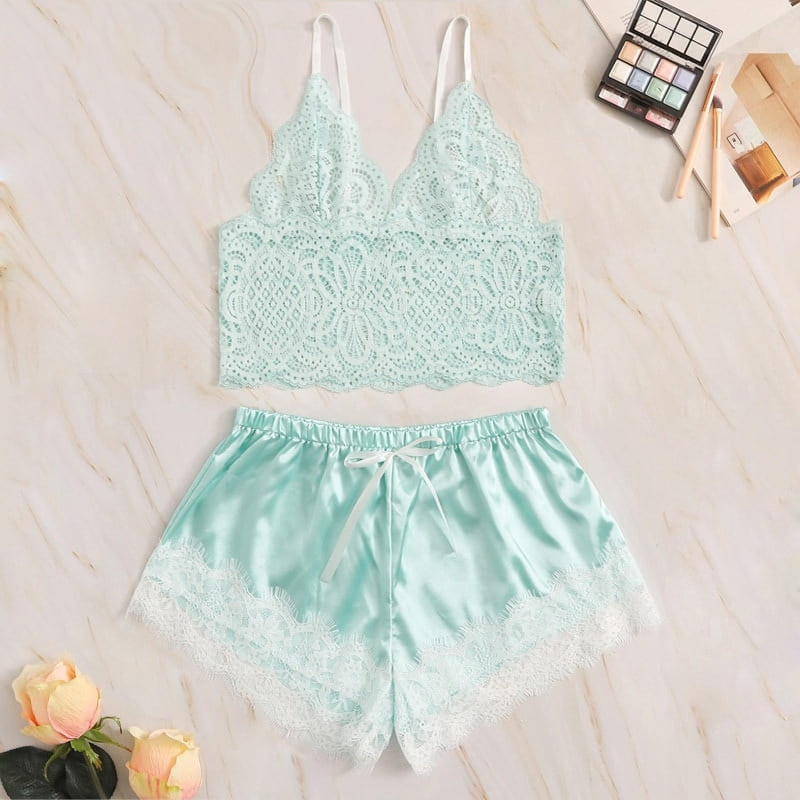 Pyjama Satin Bleu Clair