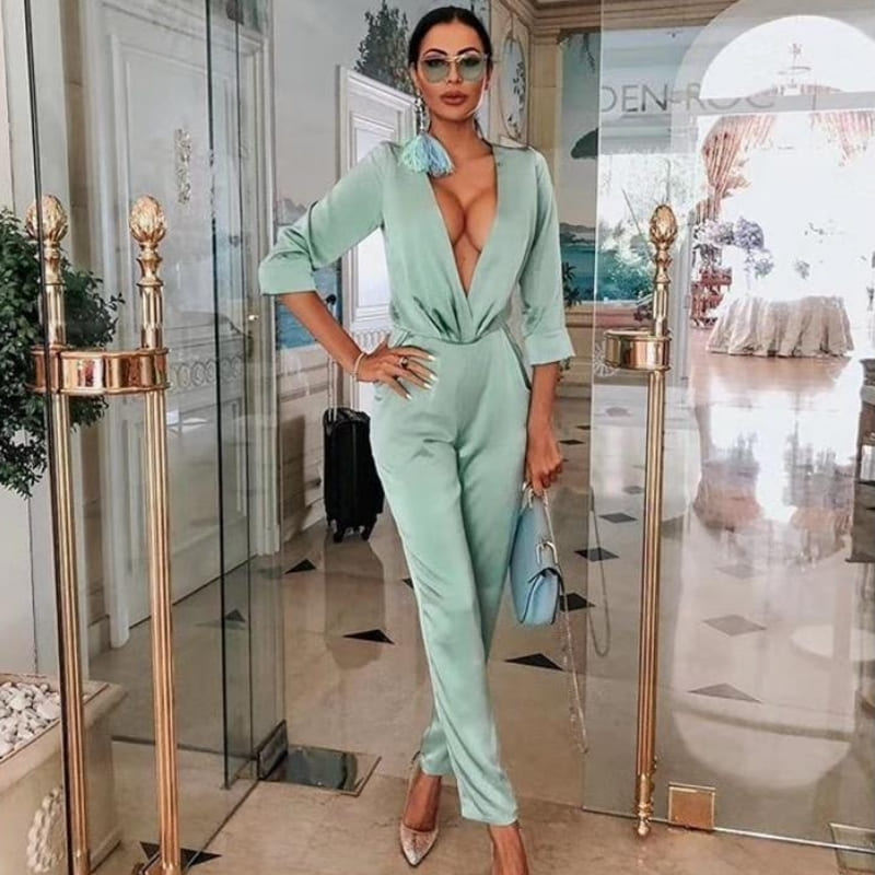 Combinaison Satin Manches Longues.