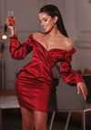 Robe Rouge Soirée Satin sexy