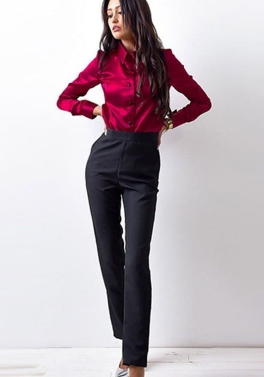 Chemisier Satin Bordeaux