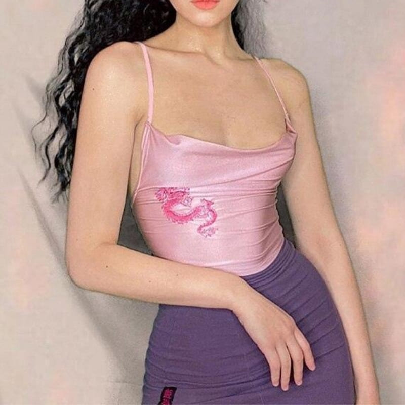 Crop Top Satin Chinese Rose.