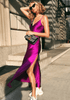 Robe Satin Rose Longue