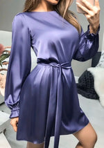 Robe en Satin Violette - Vignette | Création Satin