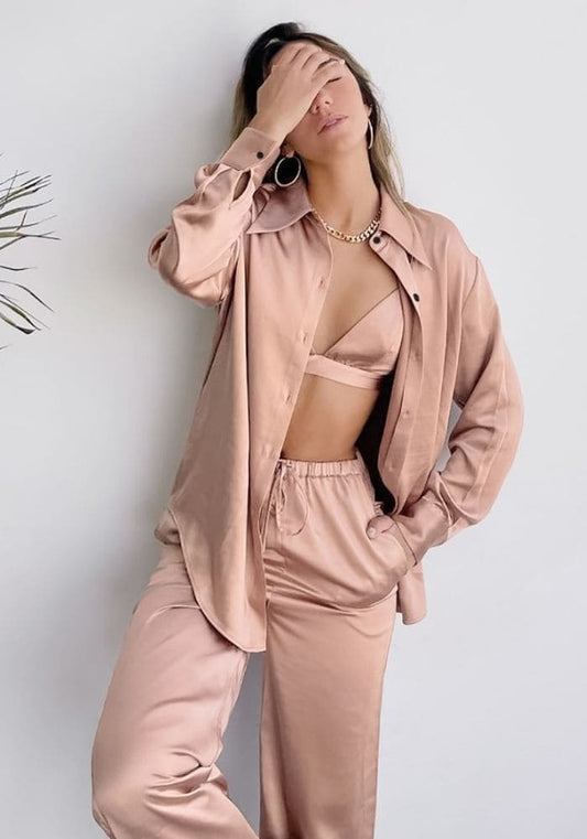 Pyjama Satin Femme 3 Pièces