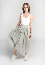 Jupe Satin Plissée Verte - DESTOCKAGE - Vignette | Création Satin