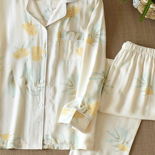 Pyjama Satin Femme Couleur Jaune.
