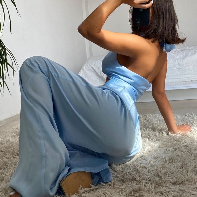 Ensemble Satin couleur Bleu