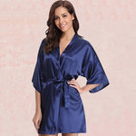 Kimono Satin Bleu Marine - Vignette | Création Satin
