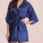 Kimono Satin Bleu Marine - Vignette | Création Satin