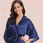 Kimono Satin Bleu Marine - Vignette | Création Satin