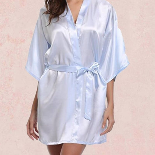 Kimono Satin Couleur Bleu Ciel.