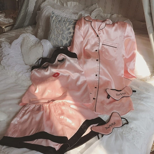 Ensemble Pyjama Rose Short Satin Femme.
