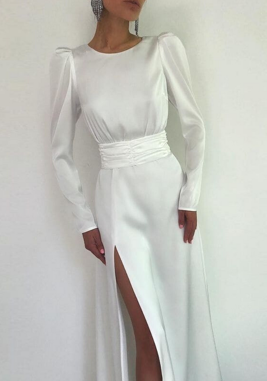 Robe Satin Midi Blanche