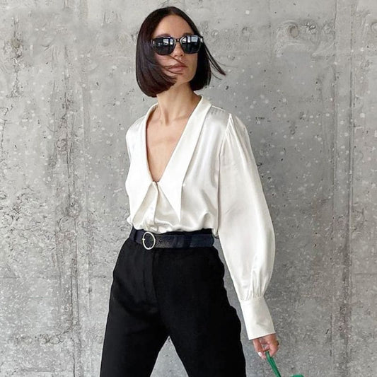 Chemisier Satin Col Claudine pas cher