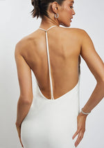 Robe Satin Blanche Dos Ouvert - DESTOCKAGE - Vignette | Création Satin