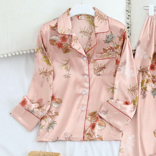 Pyjama Fleuri Satin Femme