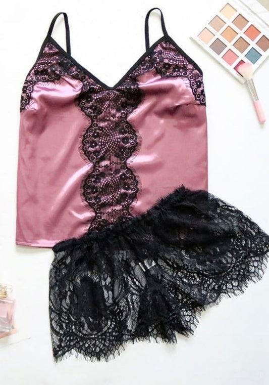 Pyjama Satin Femme Violet