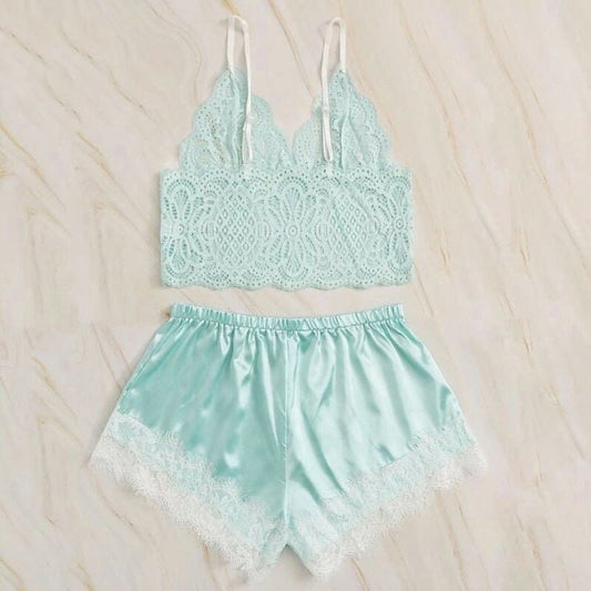 Pyjama Satin Bleu Clair