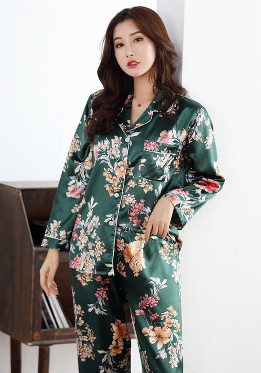 Pyjama Femme Satin Vert