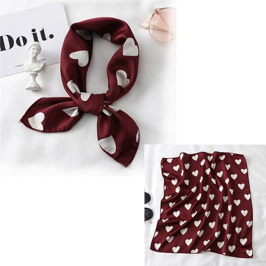 Bandana Satin Imprimé Coeur.
