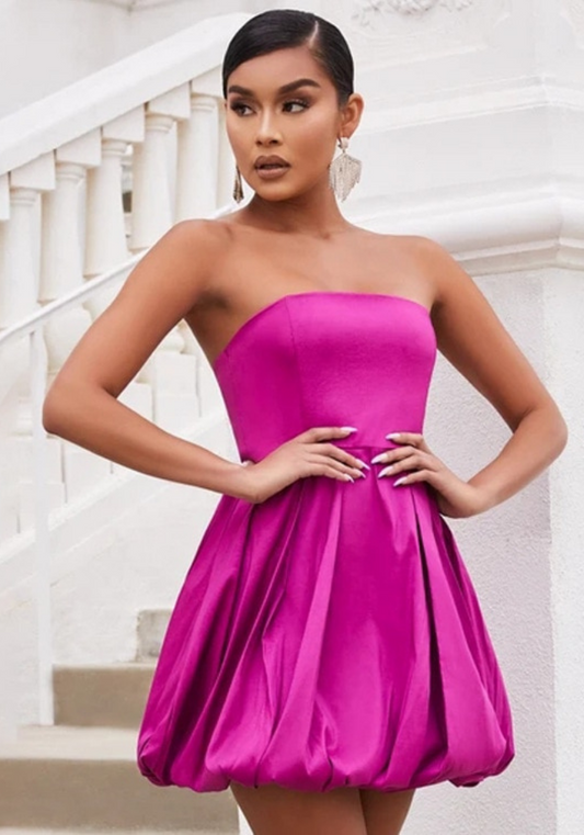 Robe Satin Rose Fushia