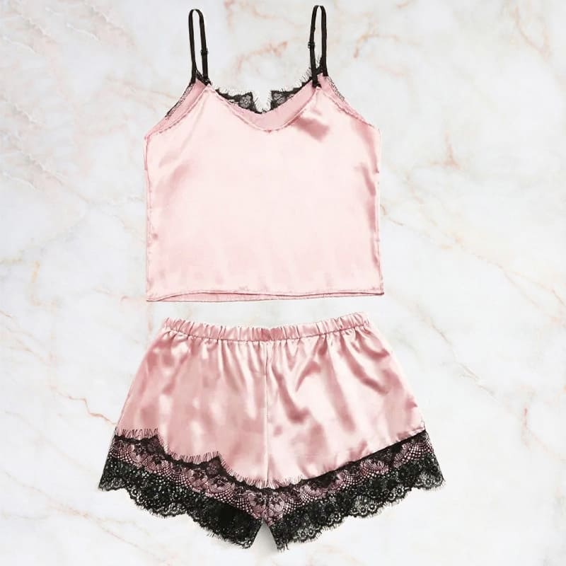 Pyjama En Satin Couleur Rose.