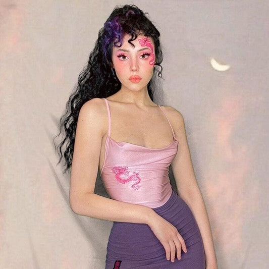 Crop Top en Satin Chinese Rose.