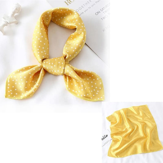 Bandana Satin Jaune Imprimé À Pois.