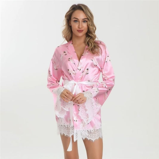 Kimono Femme Nuit En Satin.