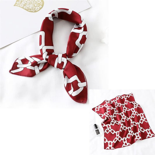 Bandana Satin Rouge Imprimé Chaîne.