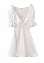 Robe Satin Blanche Fluide - Vignette | Création Satin