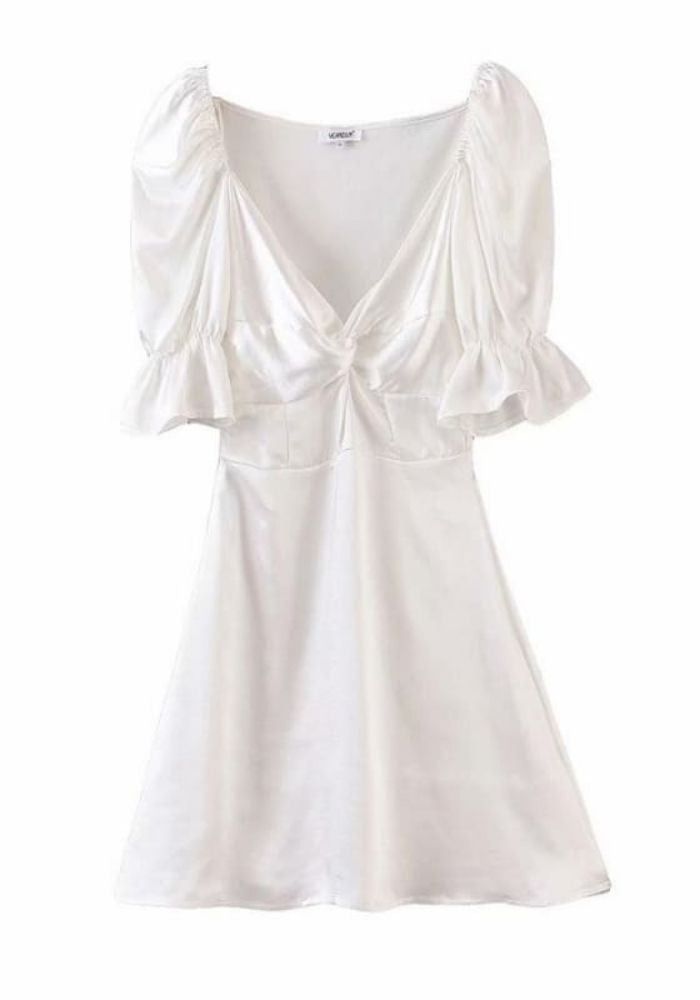 Robe Satin Blanche Fluide