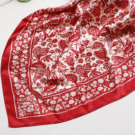 Foulard Satin Rouge Et Blanc