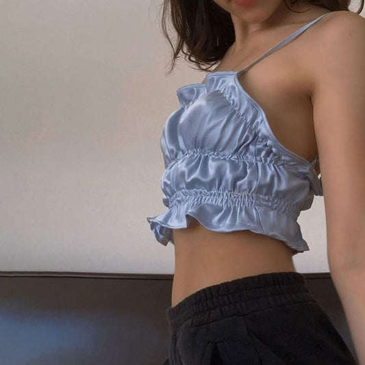Crop Top Satin Camisole Bouffant.